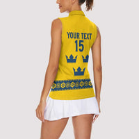 Custom Sweden Ice Hockey Women Sleeveless Polo Shirt Go Tre Kronor