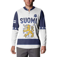 Custom Finland Ice Hockey Button Sweatshirt Go Suomi Go LT15