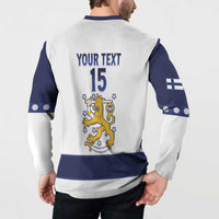 Custom Finland Ice Hockey Button Sweatshirt Go Suomi Go LT15
