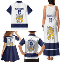 Custom Finland Ice Hockey Family Matching Tank Maxi Dress and Hawaiian Shirt Go Suomi Go