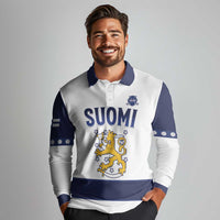 Custom Finland Ice Hockey Long Sleeve Polo Shirt Go Suomi Go