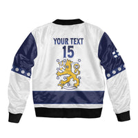 Custom Finland Ice Hockey Sleeve Zip Bomber Jacket Go Suomi Go