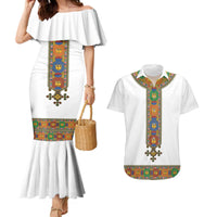 Ethiopia Saba Kemis Couples Matching Mermaid Dress and Hawaiian Shirt Habesha Style LT15