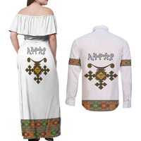 Ethiopia Saba Kemis Couples Matching Off Shoulder Maxi Dress and Long Sleeve Button Shirt Habesha Style LT15