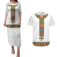 Ethiopia Saba Kemis Couples Matching Puletasi and Hawaiian Shirt Habesha Style LT15