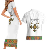 Ethiopia Saba Kemis Couples Matching Short Sleeve Bodycon Dress and Hawaiian Shirt Habesha Style LT15