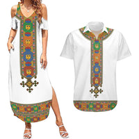 Ethiopia Saba Kemis Couples Matching Summer Maxi Dress and Hawaiian Shirt Habesha Style LT15