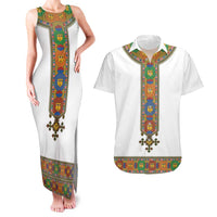 Ethiopia Saba Kemis Couples Matching Tank Maxi Dress and Hawaiian Shirt Habesha Style LT15