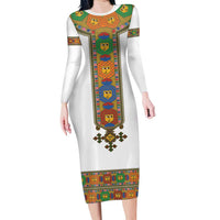 Ethiopia Saba Kemis Family Matching Long Sleeve Bodycon Dress and Hawaiian Shirt Habesha Style LT15