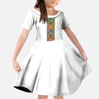 Ethiopia Saba Kemis Family Matching Off The Shoulder Long Sleeve Dress and Hawaiian Shirt Habesha Style LT15