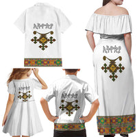 Ethiopia Saba Kemis Family Matching Off Shoulder Maxi Dress and Hawaiian Shirt Habesha Style LT15