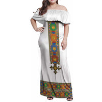 Ethiopia Saba Kemis Family Matching Off Shoulder Maxi Dress and Hawaiian Shirt Habesha Style LT15