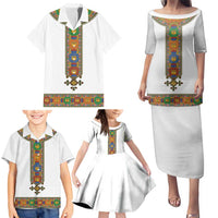 Ethiopia Saba Kemis Family Matching Puletasi and Hawaiian Shirt Habesha Style LT15