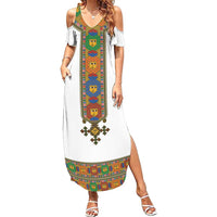 Ethiopia Saba Kemis Family Matching Summer Maxi Dress and Hawaiian Shirt Habesha Style LT15
