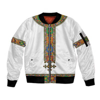 Ethiopia Saba Kemis Sleeve Zip Bomber Jacket Habesha Style LT15