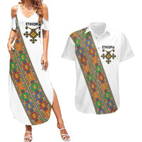 Ethiopia Saba Kemis Couples Matching Summer Maxi Dress and Hawaiian Shirt Sash Style