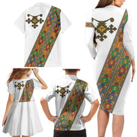 Ethiopia Saba Kemis Family Matching Long Sleeve Bodycon Dress and Hawaiian Shirt Sash Style