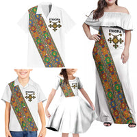 Ethiopia Saba Kemis Family Matching Off Shoulder Maxi Dress and Hawaiian Shirt Sash Style
