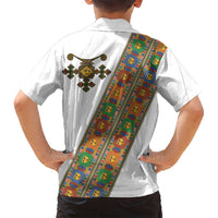 Ethiopia Saba Kemis Family Matching Puletasi and Hawaiian Shirt Sash Style