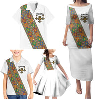 Ethiopia Saba Kemis Family Matching Puletasi and Hawaiian Shirt Sash Style