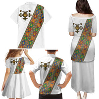 Ethiopia Saba Kemis Family Matching Puletasi and Hawaiian Shirt Sash Style