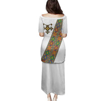 Ethiopia Saba Kemis Family Matching Puletasi and Hawaiian Shirt Sash Style