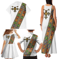 Ethiopia Saba Kemis Family Matching Tank Maxi Dress and Hawaiian Shirt Sash Style