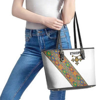 Ethiopia Saba Kemis Leather Tote Bag Sash Style