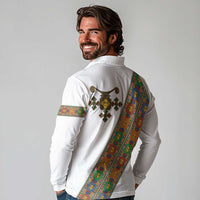 Ethiopia Saba Kemis Long Sleeve Polo Shirt Sash Style