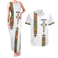 Ethiopia Saba Kemis Couples Matching Tank Maxi Dress and Hawaiian Shirt Ethiopian Cross Lion Of Judah