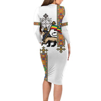 Ethiopia Saba Kemis Family Matching Long Sleeve Bodycon Dress and Hawaiian Shirt Ethiopian Cross Lion Of Judah