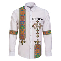 Ethiopia Saba Kemis Family Matching Off The Shoulder Long Sleeve Dress and Hawaiian Shirt Ethiopian Cross Lion Of Judah