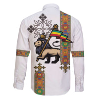 Ethiopia Saba Kemis Family Matching Off The Shoulder Long Sleeve Dress and Hawaiian Shirt Ethiopian Cross Lion Of Judah