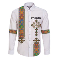Ethiopia Saba Kemis Family Matching Off Shoulder Maxi Dress and Hawaiian Shirt Ethiopian Cross Lion Of Judah