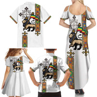 Ethiopia Saba Kemis Family Matching Summer Maxi Dress and Hawaiian Shirt Ethiopian Cross Lion Of Judah