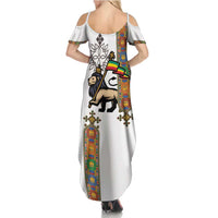 Ethiopia Saba Kemis Family Matching Summer Maxi Dress and Hawaiian Shirt Ethiopian Cross Lion Of Judah