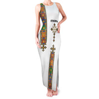 Ethiopia Saba Kemis Family Matching Tank Maxi Dress and Hawaiian Shirt Ethiopian Cross Lion Of Judah