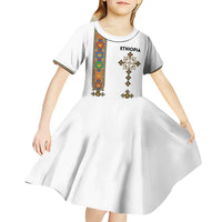 Ethiopia Saba Kemis Kid Short Sleeve Dress Ethiopian Cross Lion Of Judah