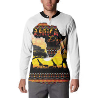 Happy Africa Day Button Sweatshirt African Safari With Map