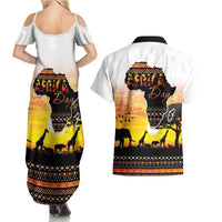 Happy Africa Day Couples Matching Summer Maxi Dress and Hawaiian Shirt African Safari With Map