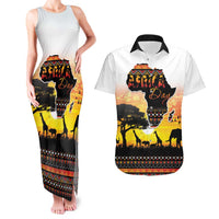 Happy Africa Day Couples Matching Tank Maxi Dress and Hawaiian Shirt African Safari With Map