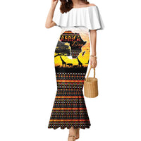 Happy Africa Day Family Matching Mermaid Dress and Hawaiian Shirt African Safari With Map