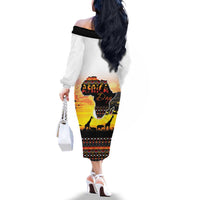 Happy Africa Day Family Matching Off The Shoulder Long Sleeve Dress and Hawaiian Shirt African Safari With Map
