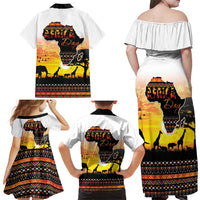 Happy Africa Day Family Matching Off Shoulder Maxi Dress and Hawaiian Shirt African Safari With Map