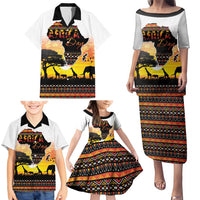 Happy Africa Day Family Matching Puletasi and Hawaiian Shirt African Safari With Map