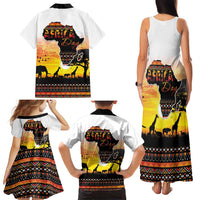 Happy Africa Day Family Matching Tank Maxi Dress and Hawaiian Shirt African Safari With Map