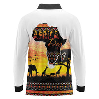 Happy Africa Day Long Sleeve Polo Shirt African Safari With Map