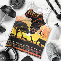 Happy Africa Day Men Tank Top African Safari With Map