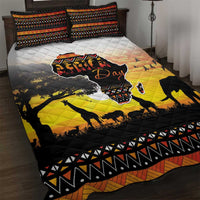 Happy Africa Day Quilt Bed Set African Safari With Map