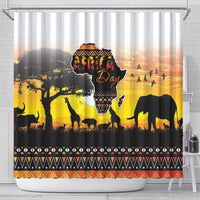 Happy Africa Day Shower Curtain African Safari With Map
